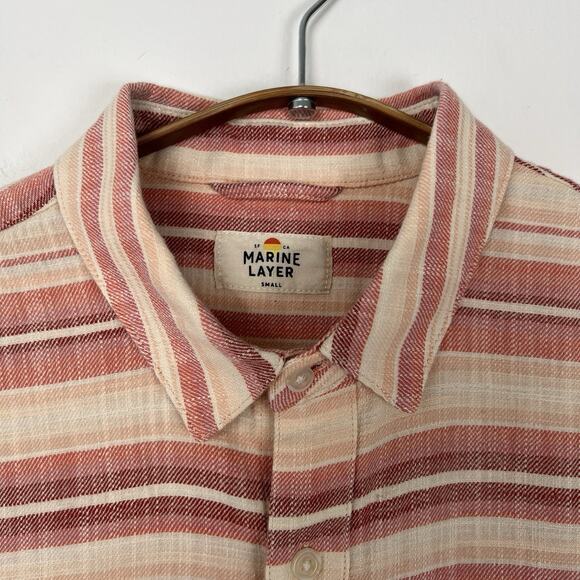 Marine Layer Mens Stretch Selvage Short Sleeve Shirt Size Small Outdoor Beach - Picture 2 of 8
